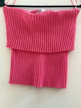 Zara Pink Ribbed Strapless Knit Top